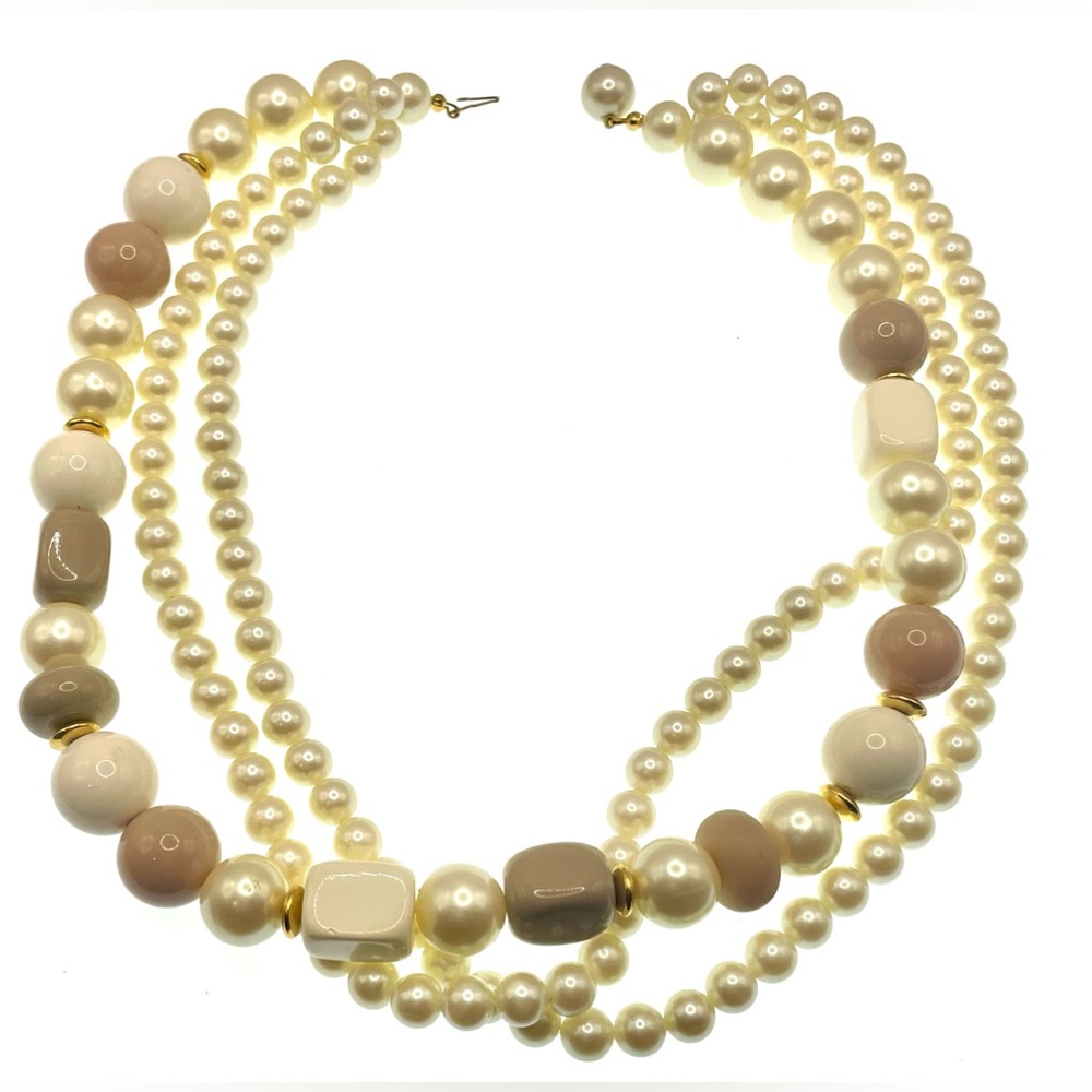 3 for $30 VTG Multistrand Beaded Acrylic & Faux Pearl Necklace Choker Gold Tone